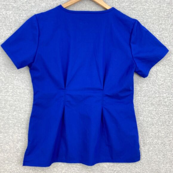 Cherokee Lux Scrub Top Womens Small Blue Nursing Vet Medical Uniform Fitted - Picture 3 of 12
